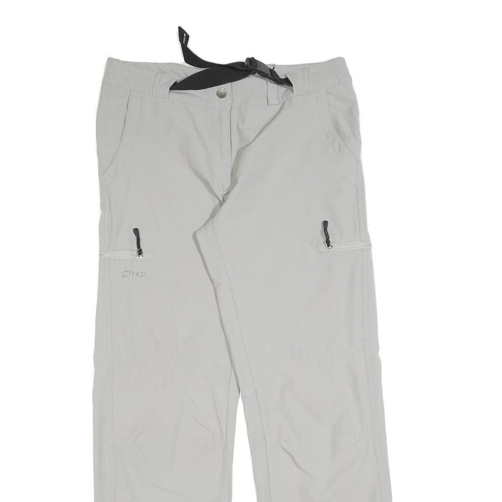 K TEC Mens Light Grey Regular Fit Straight Leg Trousers W32 L30 Outdoor Casual