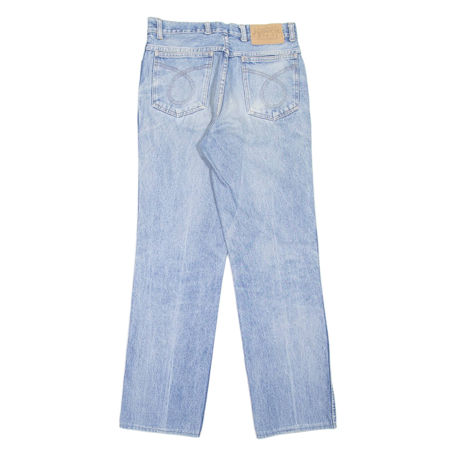 VINCI Mens Jeans Blue Regular Straight Stone Wash W29 L31