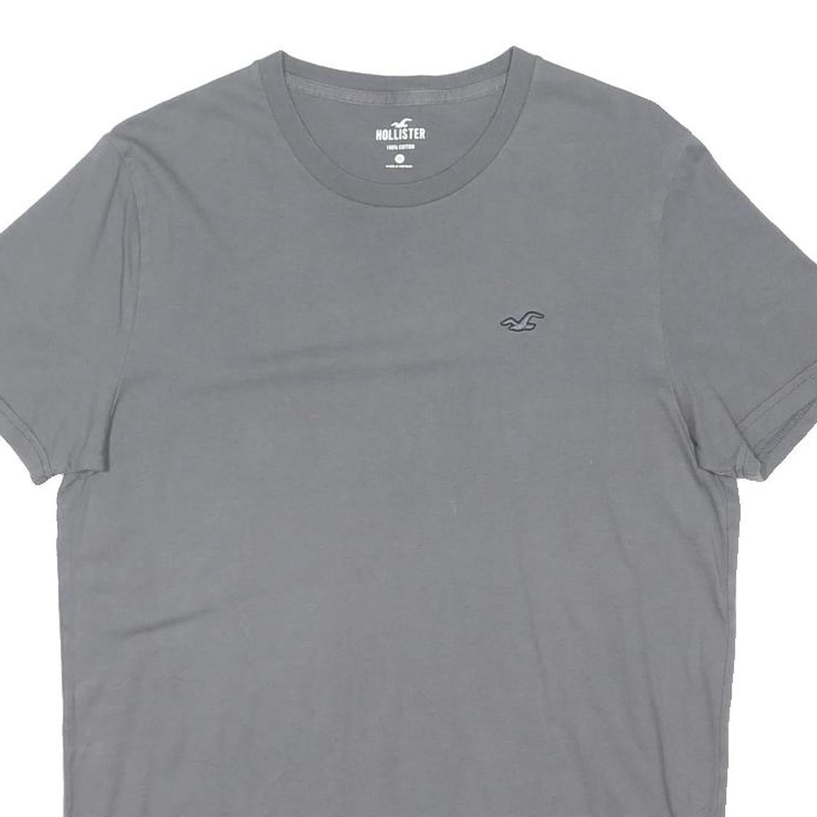 HOLLISTER Mens Grey Crew Neck Short Sleeve T-Shirt M Cotton Blend Classic Fit