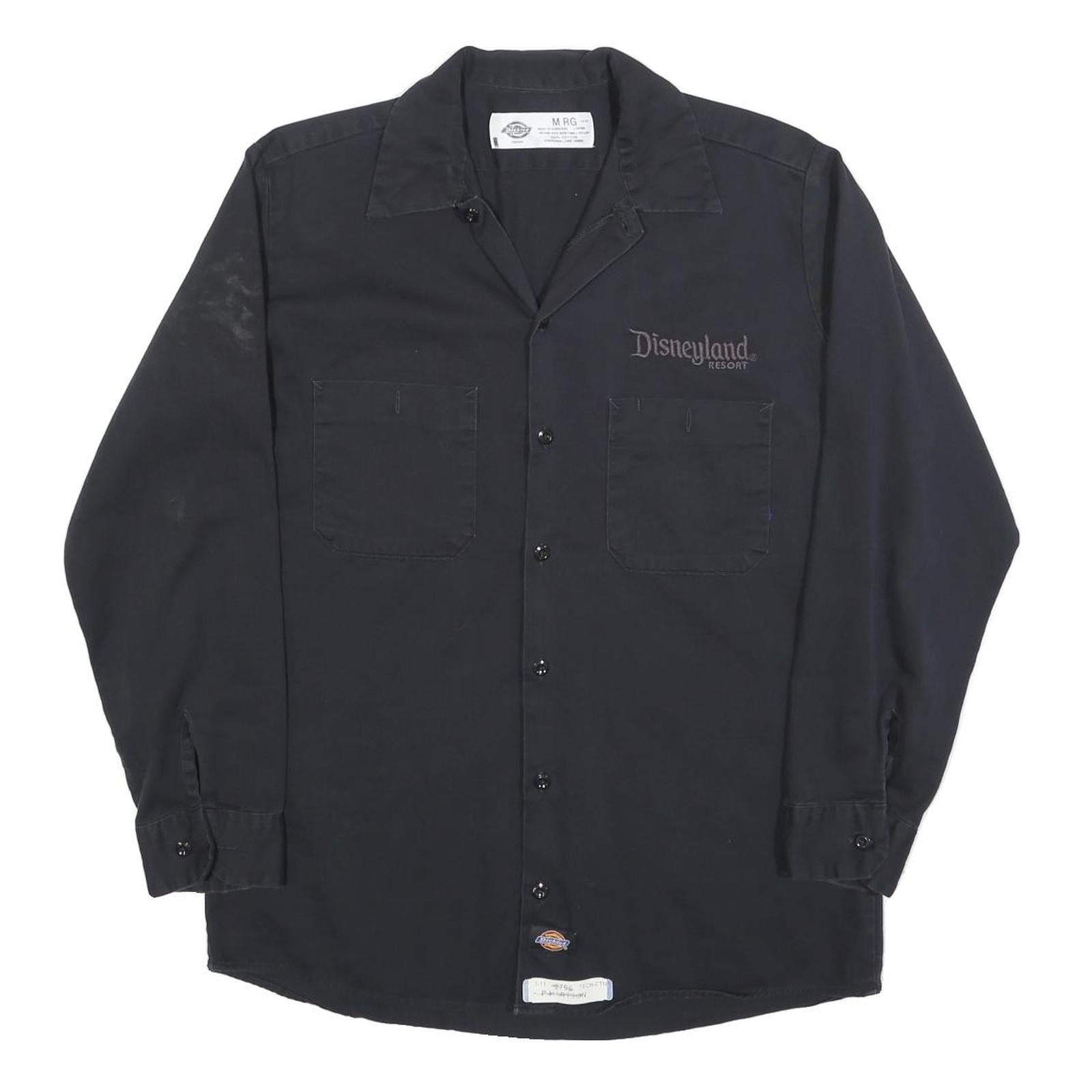 DISNEY Mens Black Disneyland Resort Cotton Blend Shirt M Casual Workwear
