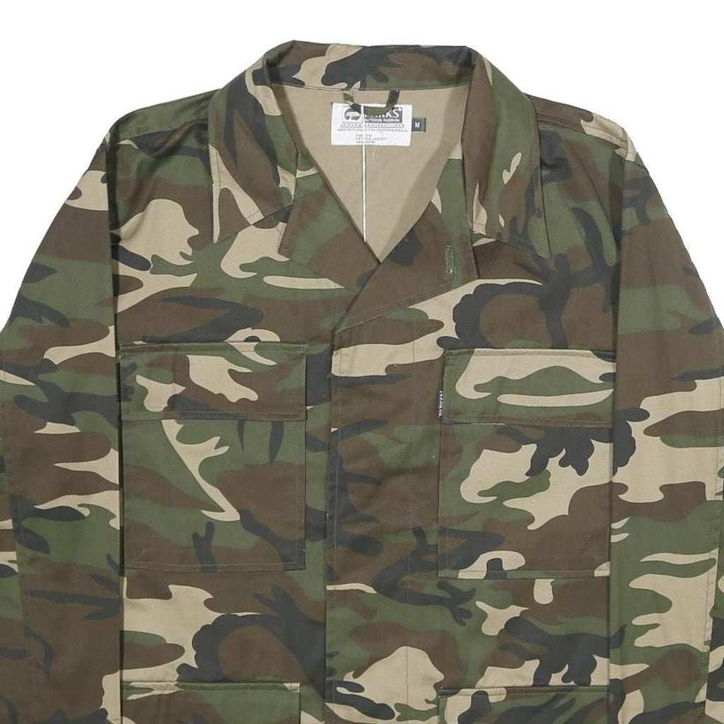 PARKS Outdoor Mens Green Brown Camouflage Button Jacket M Polyester Blend