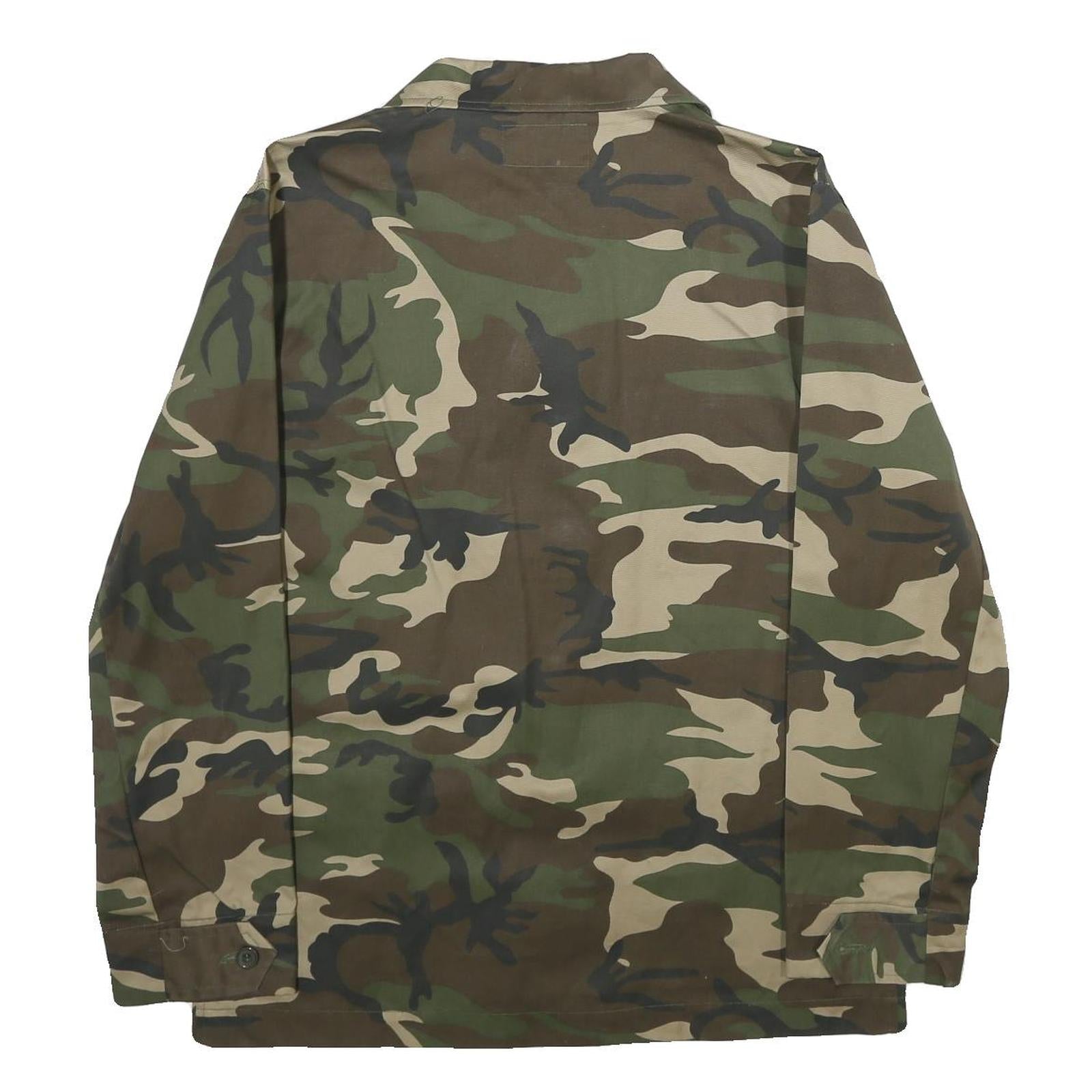 PARKS Outdoor Mens Green Brown Camouflage Button Jacket M Polyester Blend