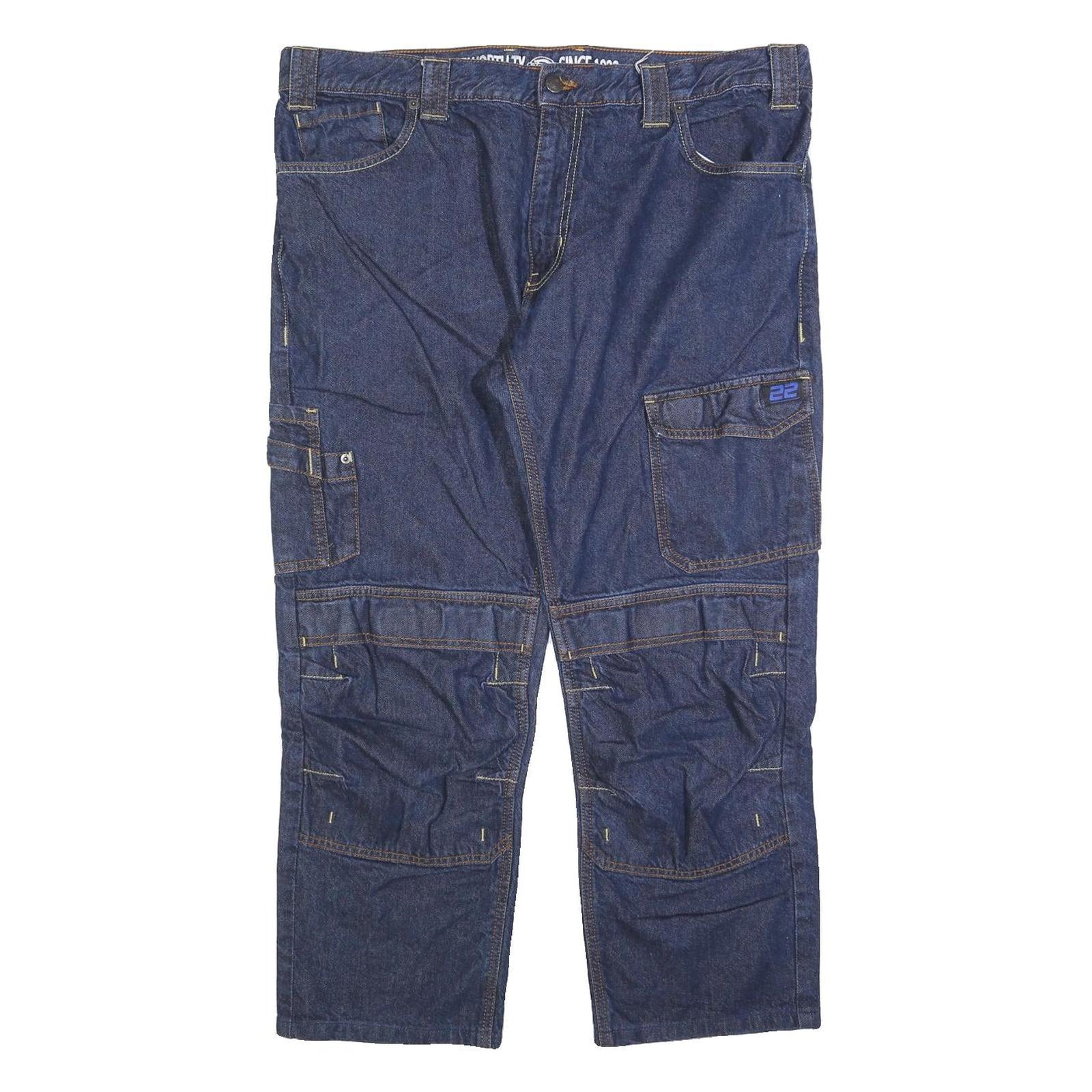 DICKIES Mens Regular Fit Denim Blue Workwear Zip Jeans W40 L28 Cargo Pocket