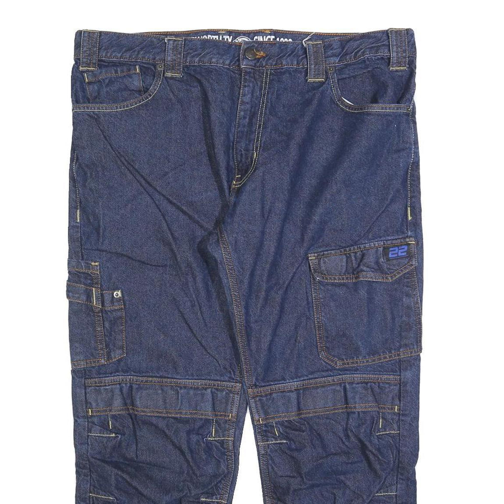 DICKIES Mens Regular Fit Denim Blue Workwear Zip Jeans W40 L28 Cargo Pocket