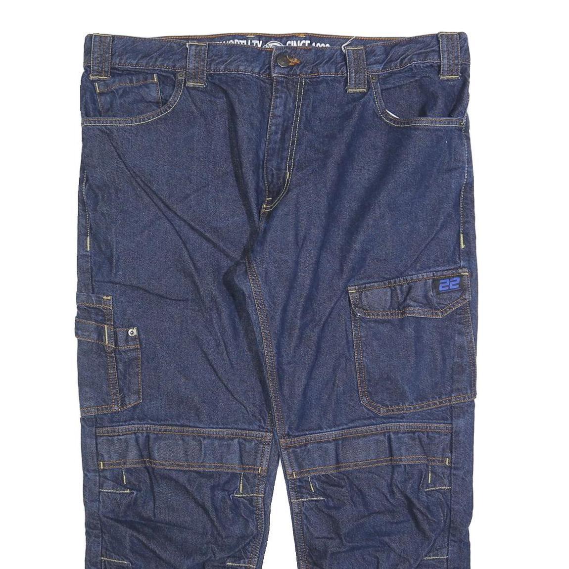 DICKIES Mens Regular Fit Denim Blue Workwear Zip Jeans W40 L28 Cargo Pocket