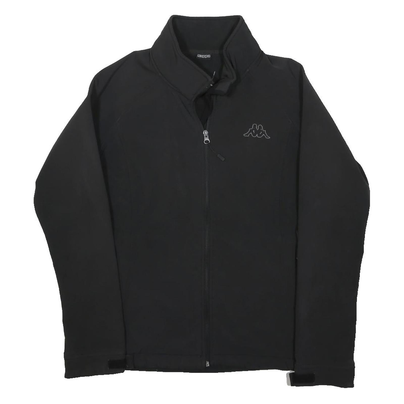 KAPPA Mens Black Jacket M Polyester Zip Plain Sports Casual Outerwear