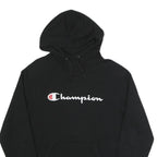 CHAMPION Mens Black Cotton Blend Hoodie M Classic Logo Pullover