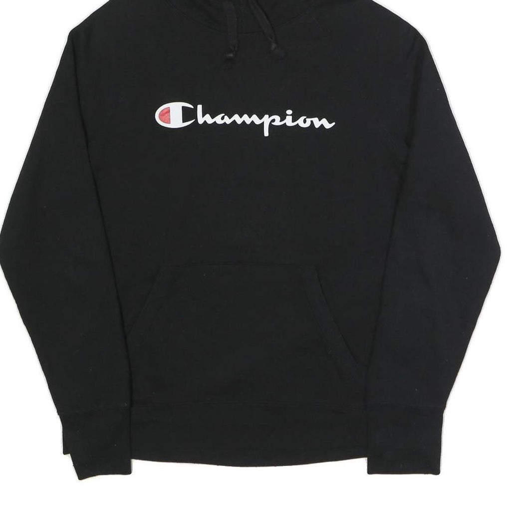 CHAMPION Mens Black Cotton Blend Hoodie M Classic Logo Pullover