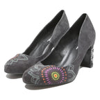 DESIGUAL Womens Printed Block Heel Shoes Black Synthetic UK 6 Unique Pattern