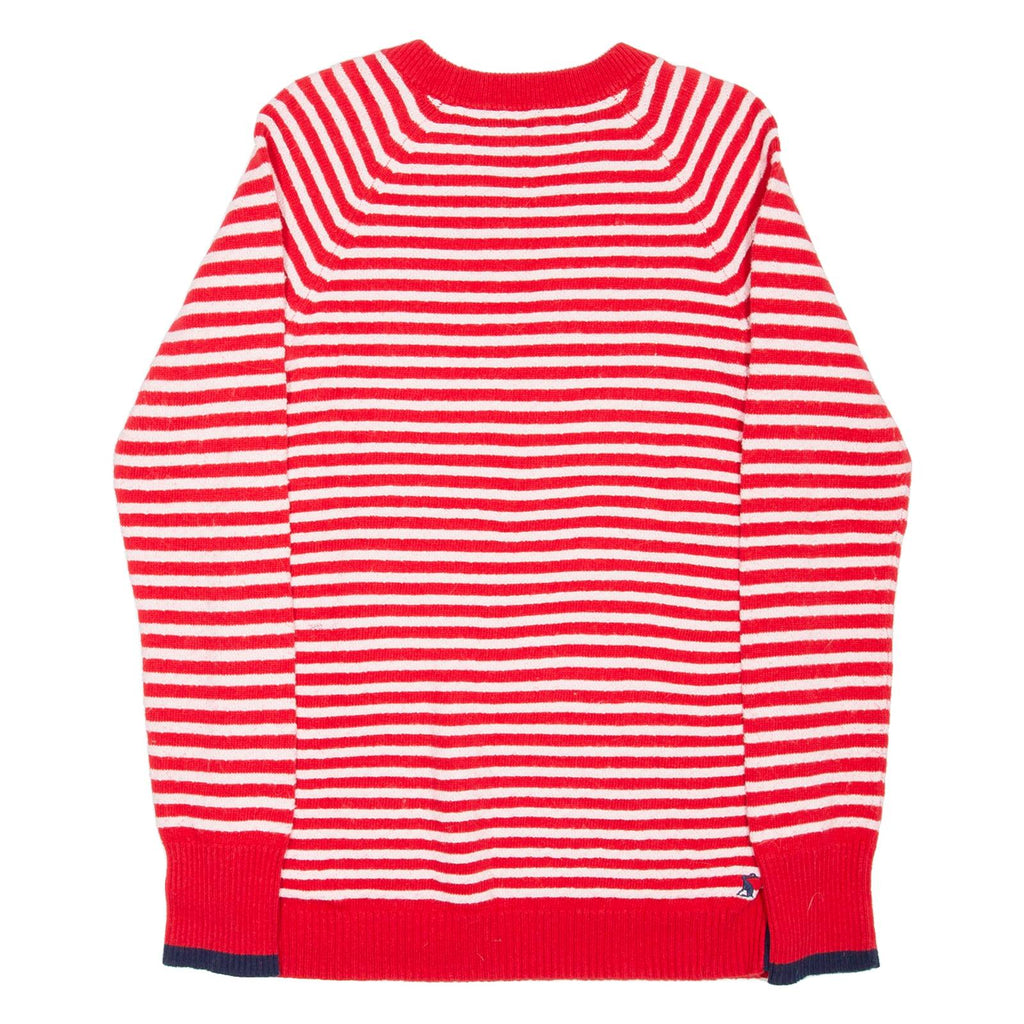 JOULES Womens Patterned Jumper Red Striped Tight Knit UK 8