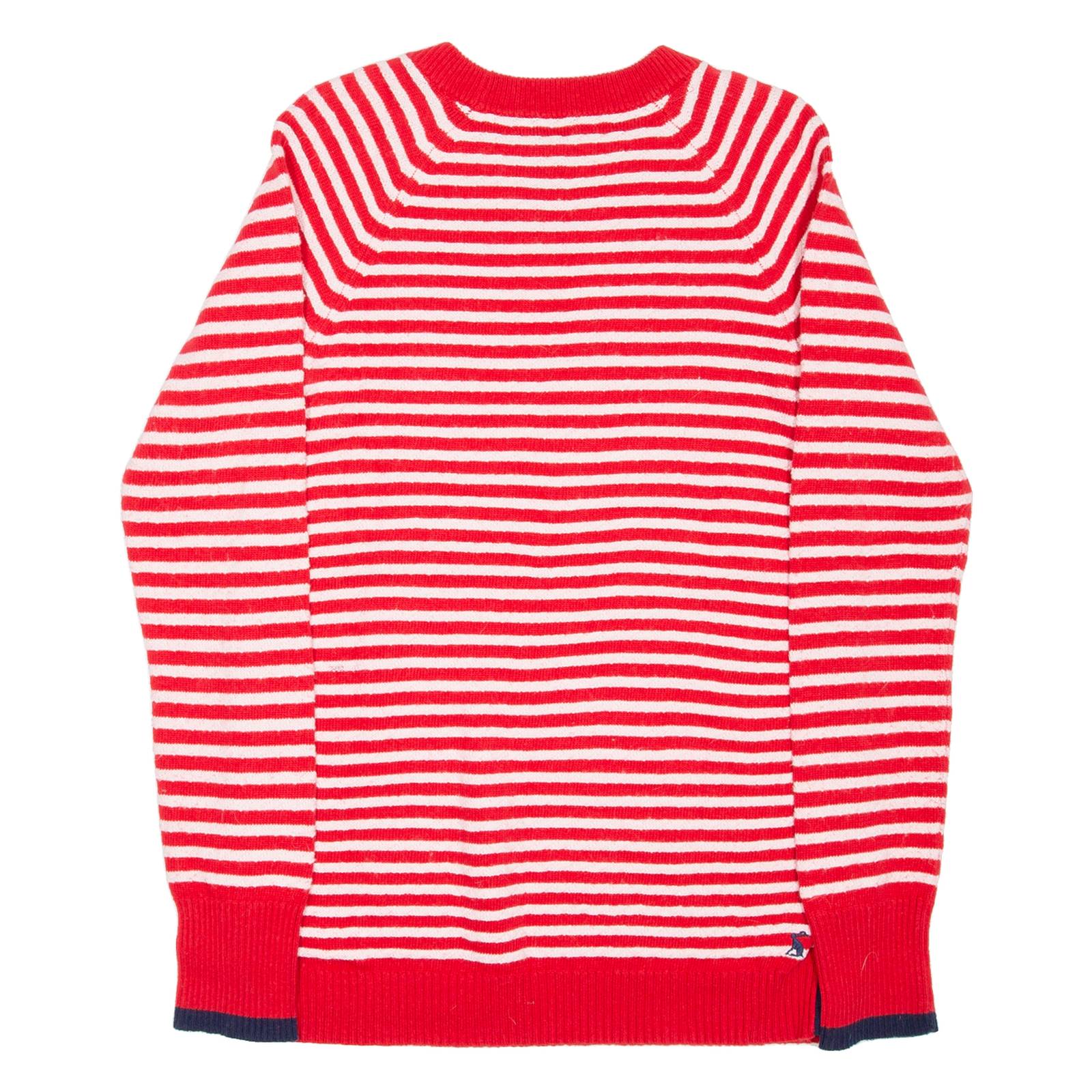 JOULES Womens Patterned Jumper Red Striped Tight Knit UK 8