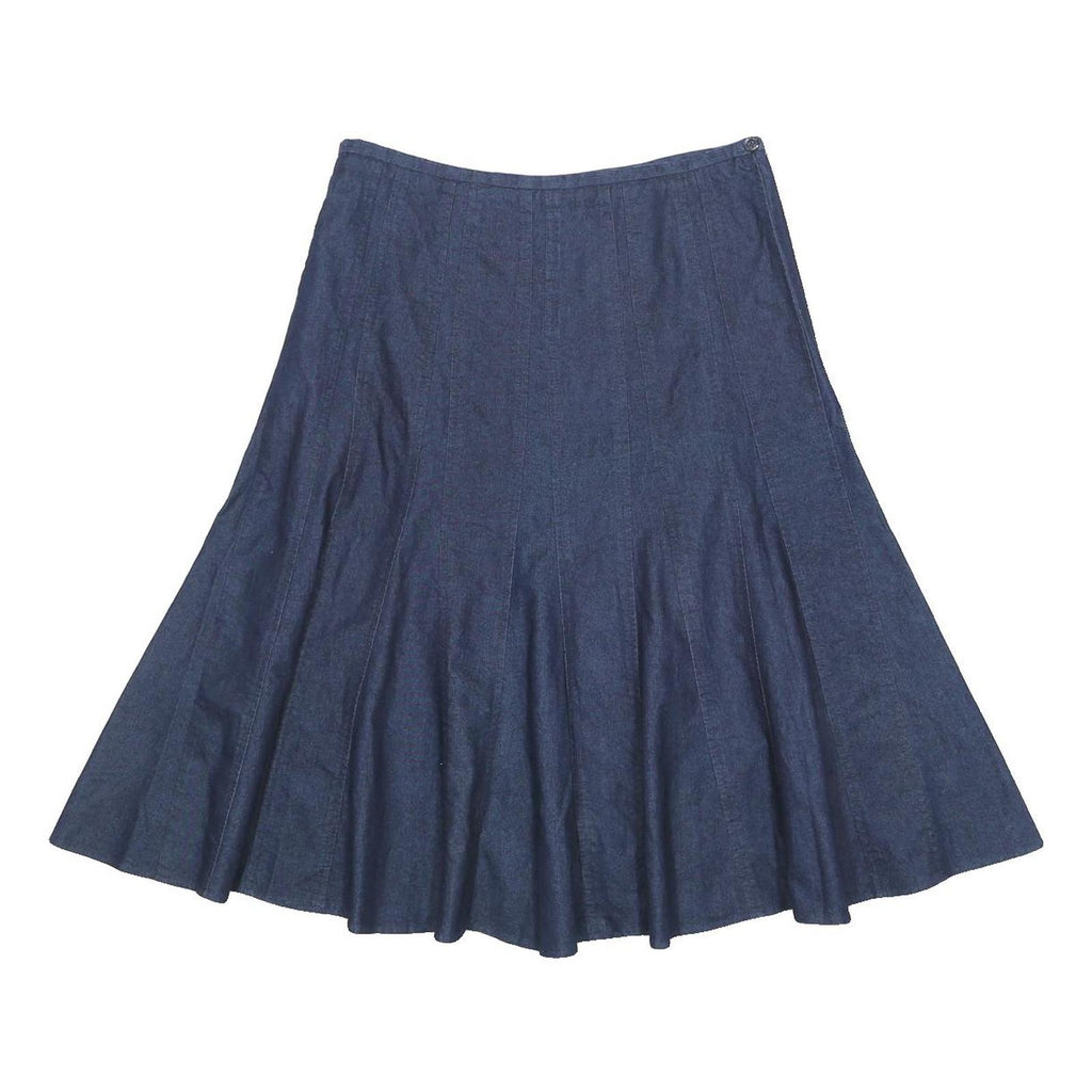 LARRY LEVINE Womens Blue Denim Flare Knee Length Cotton Blend Skirt UK 10