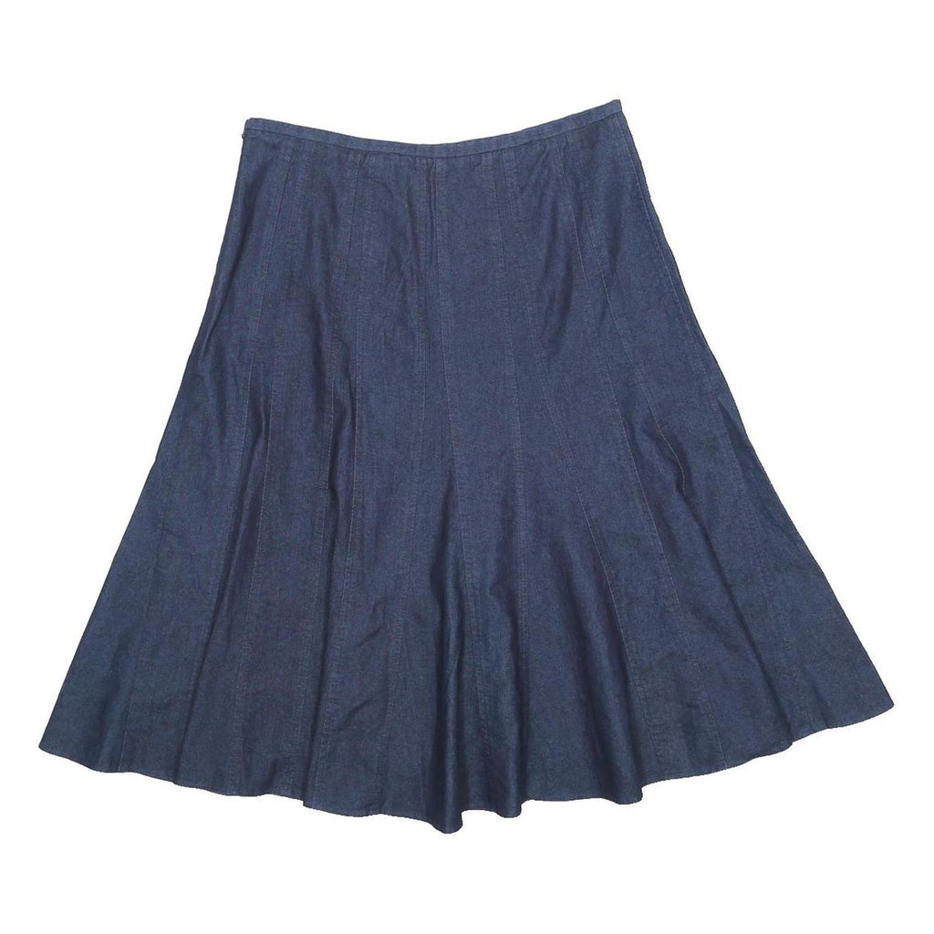 LARRY LEVINE Womens Blue Denim Flare Knee Length Cotton Blend Skirt UK 10
