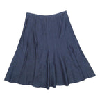 LARRY LEVINE Womens Blue Denim Flare Knee Length Cotton Blend Skirt UK 10