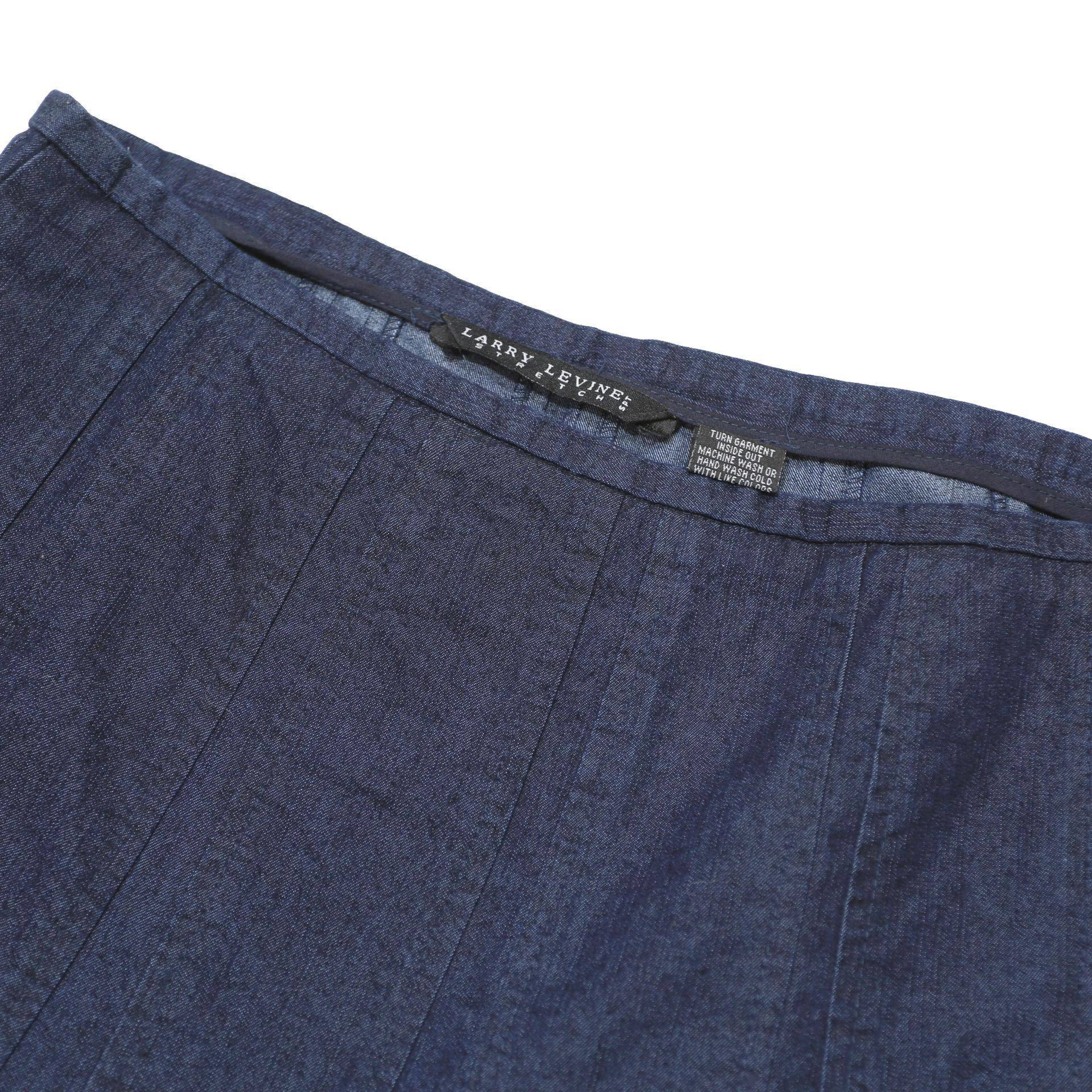 LARRY LEVINE Womens Blue Denim Flare Knee Length Cotton Blend Skirt UK 10