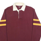 SONOMA Mens Maroon & Yellow Long Sleeve Rugby Style Polo Shirt M Cotton Blend