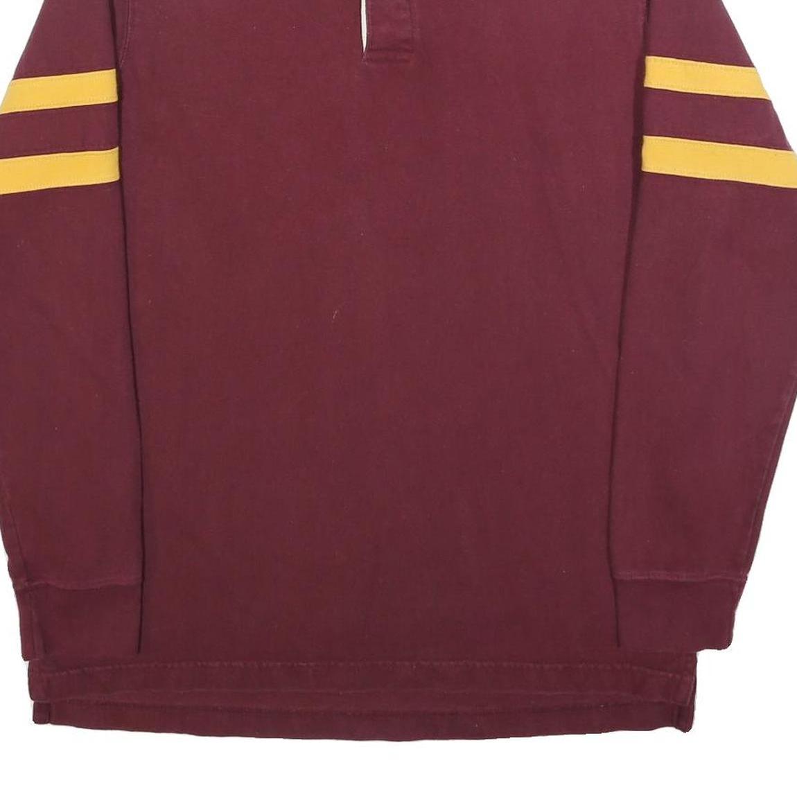 SONOMA Mens Maroon & Yellow Long Sleeve Rugby Style Polo Shirt M Cotton Blend