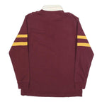 SONOMA Mens Maroon & Yellow Long Sleeve Rugby Style Polo Shirt M Cotton Blend