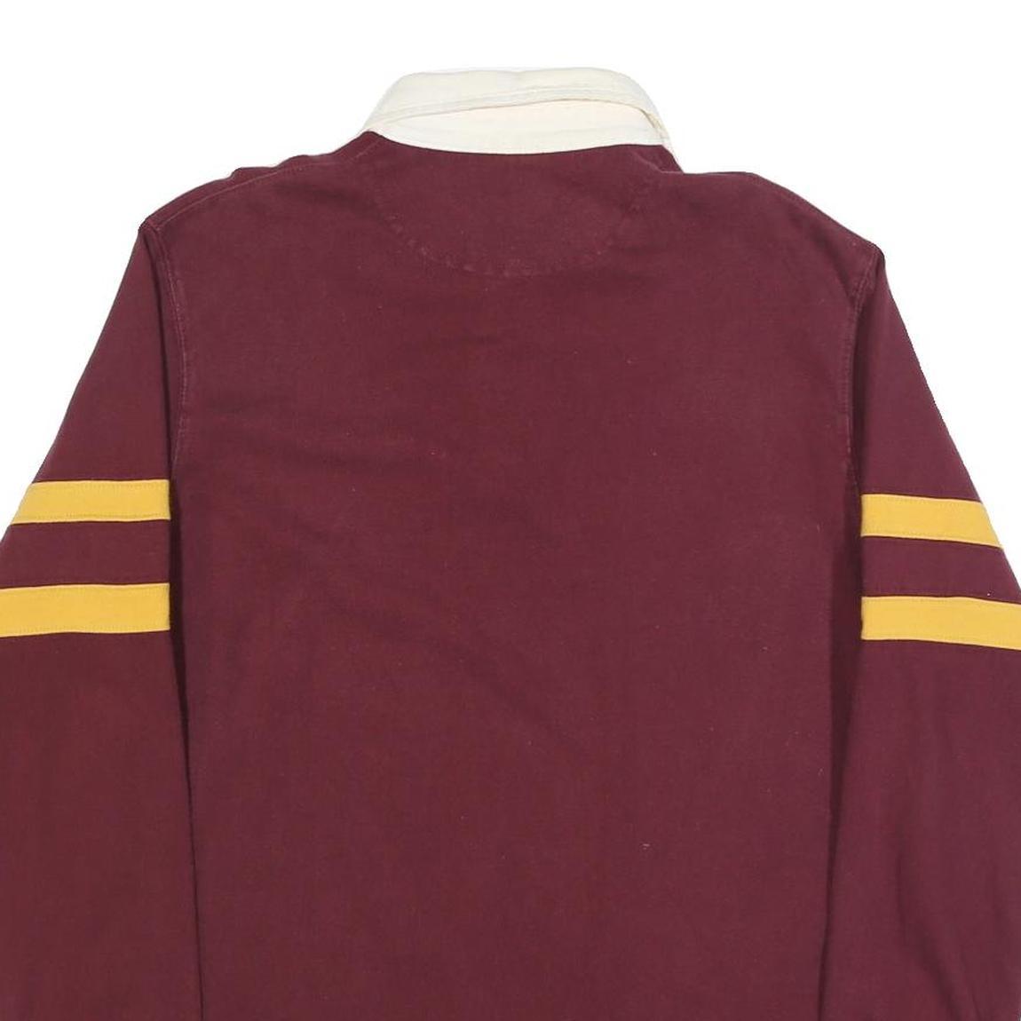 SONOMA Mens Maroon & Yellow Long Sleeve Rugby Style Polo Shirt M Cotton Blend