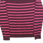 SUPERDRY Womens Maroon & Pink Patterned Jumper Crew Neck S Cotton Blend Striped