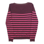 SUPERDRY Womens Maroon & Pink Patterned Jumper Crew Neck S Cotton Blend Striped