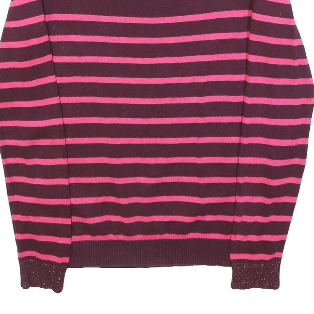 SUPERDRY Womens Maroon & Pink Patterned Jumper Crew Neck S Cotton Blend Striped