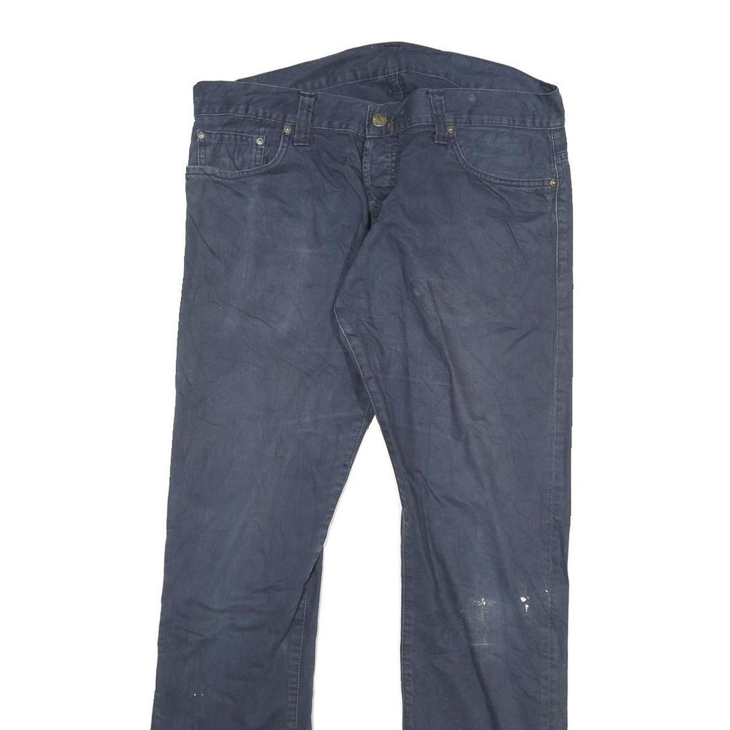 CARHARTT Mens Cotton Blend Navy Slim Straight Trousers W32 L32 Durable Cotton