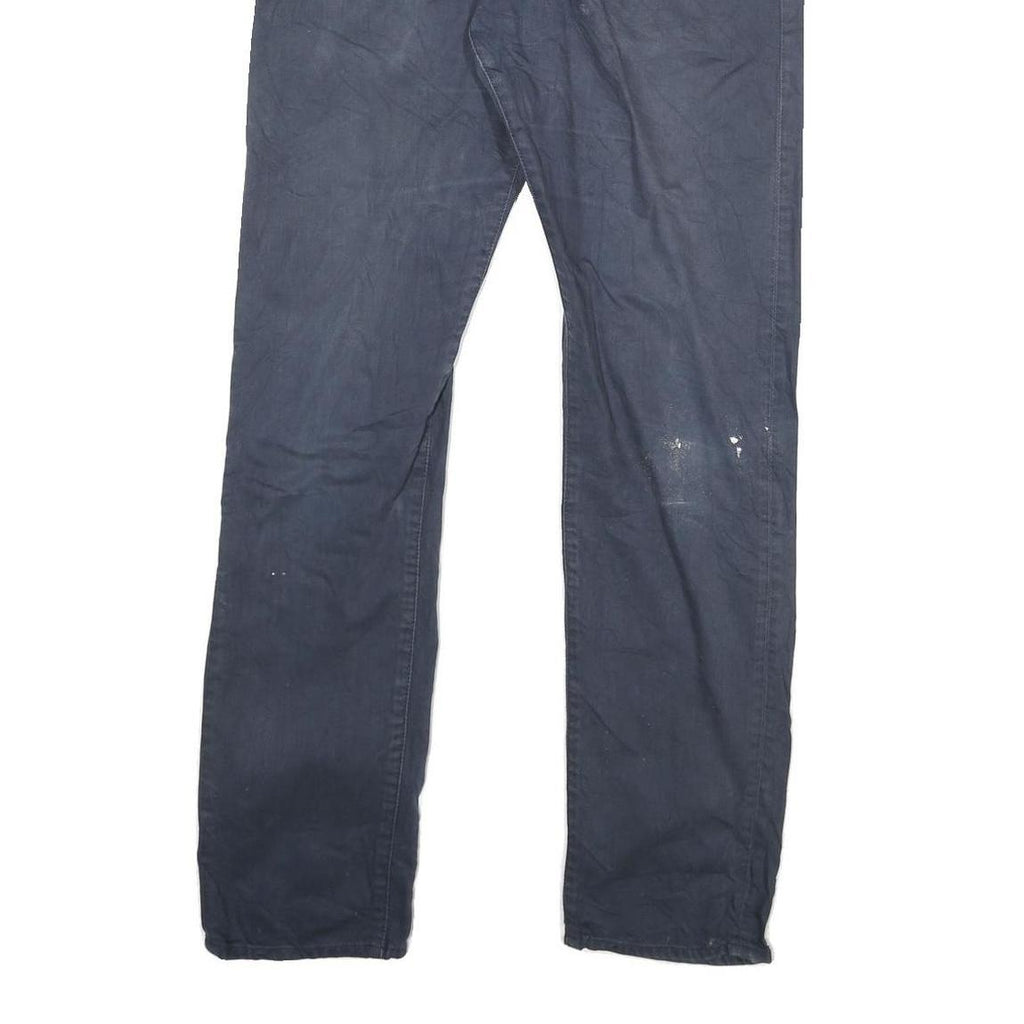 CARHARTT Mens Cotton Blend Navy Slim Straight Trousers W32 L32 Durable Cotton