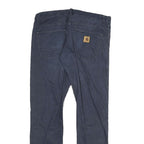 CARHARTT Mens Cotton Blend Navy Slim Straight Trousers W32 L32 Durable Cotton