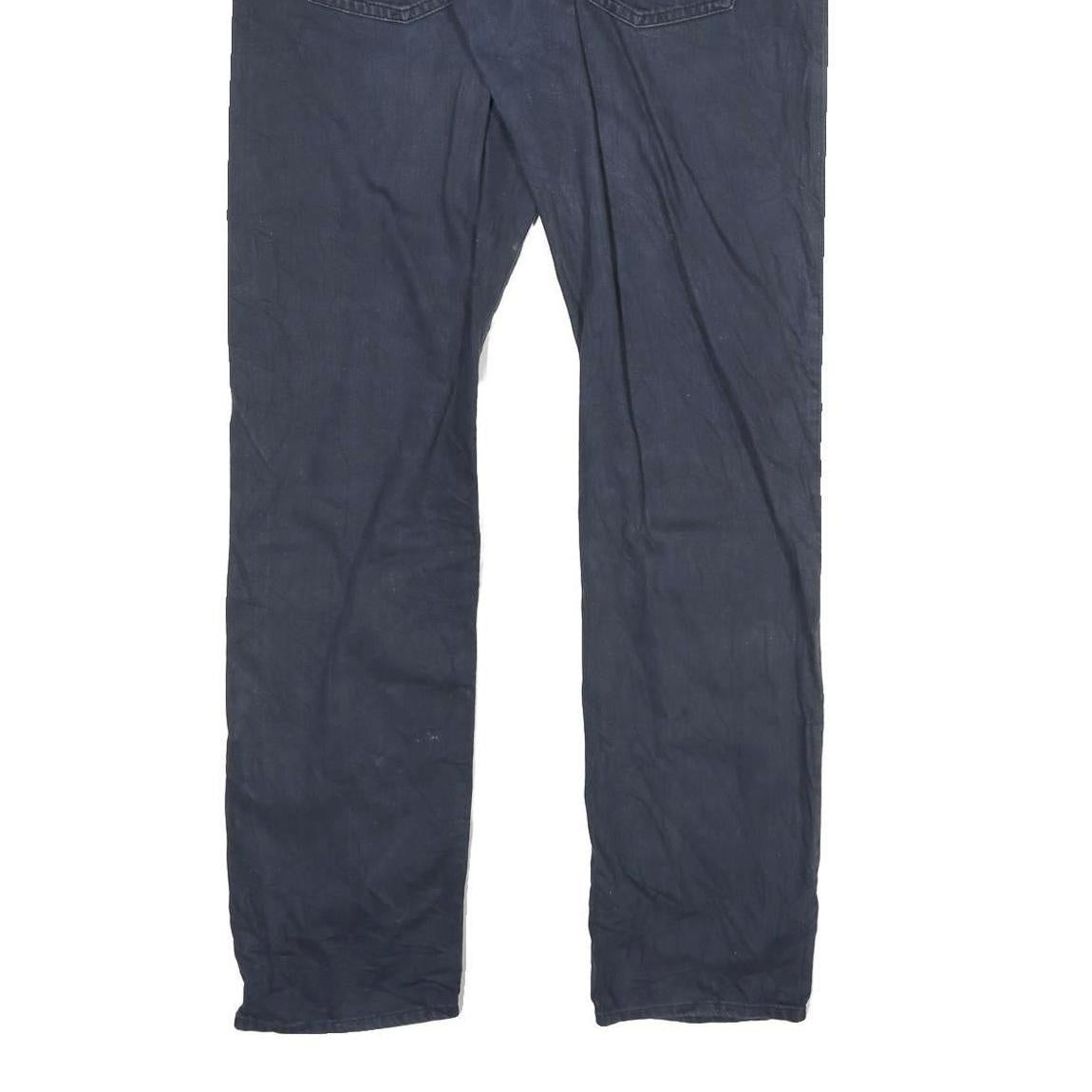 CARHARTT Mens Cotton Blend Navy Slim Straight Trousers W32 L32 Durable Cotton