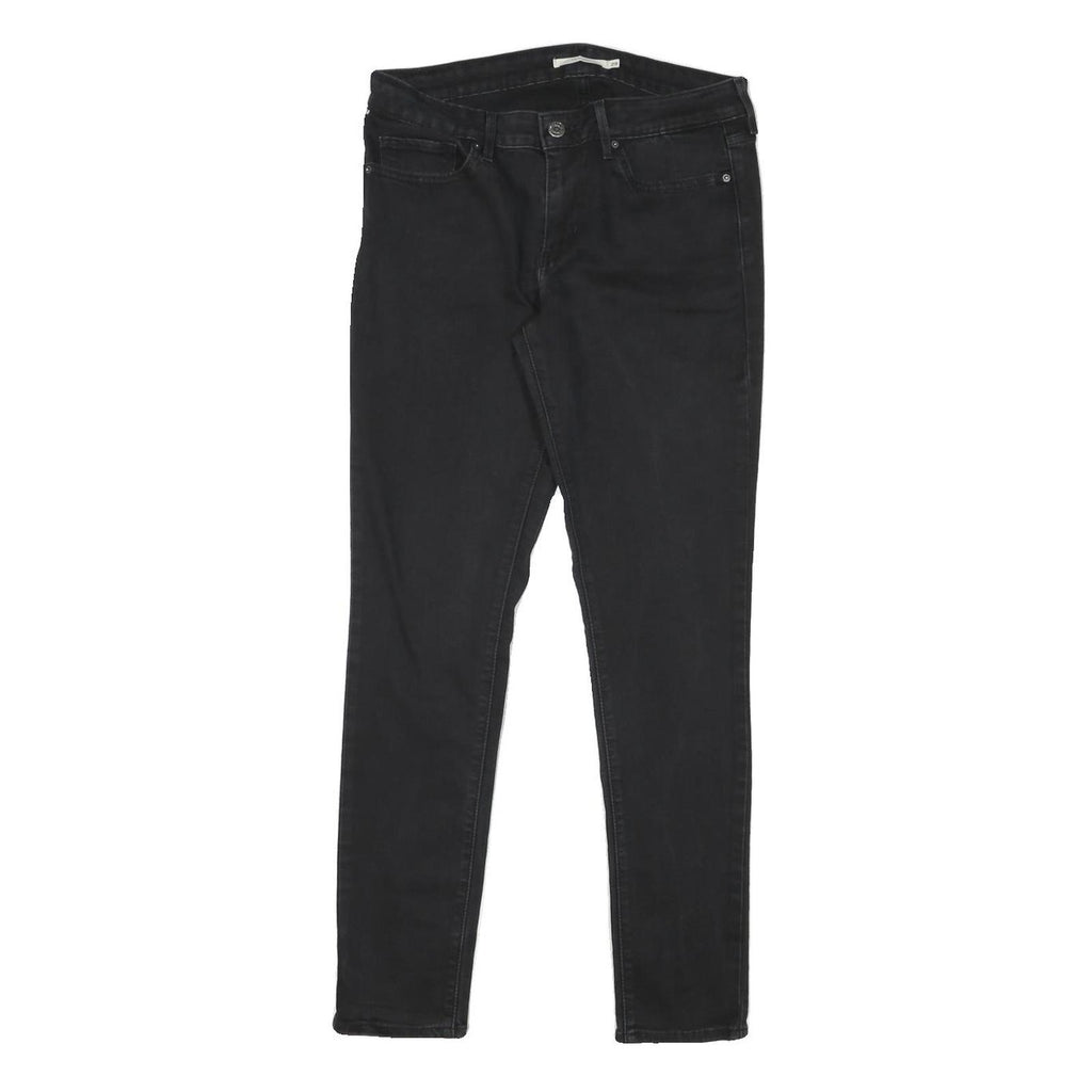 LEVI'S 711 Womens Slim Black Denim Jeans Cotton Blend Zip W29 L27 Skinny Fit