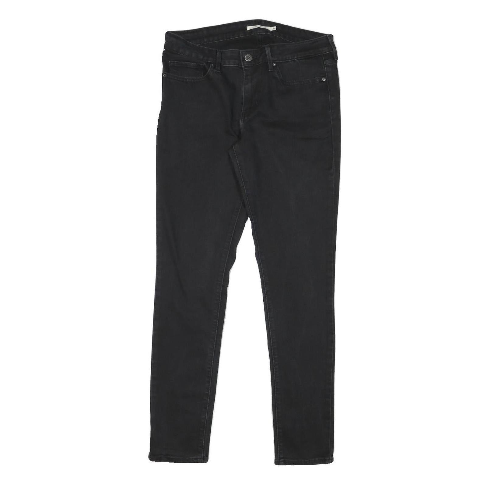 LEVI'S 711 Womens Slim Black Denim Jeans Cotton Blend Zip W29 L27 Skinny Fit