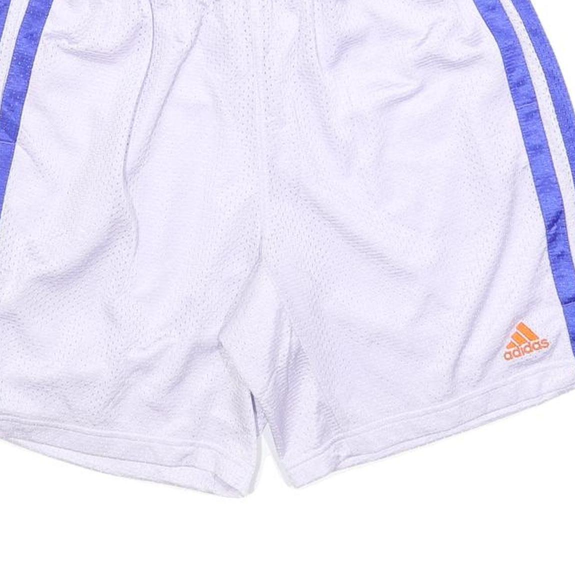 ADIDAS Mens White & Blue Sports Shorts L W30 Mesh Stylish Lightweight