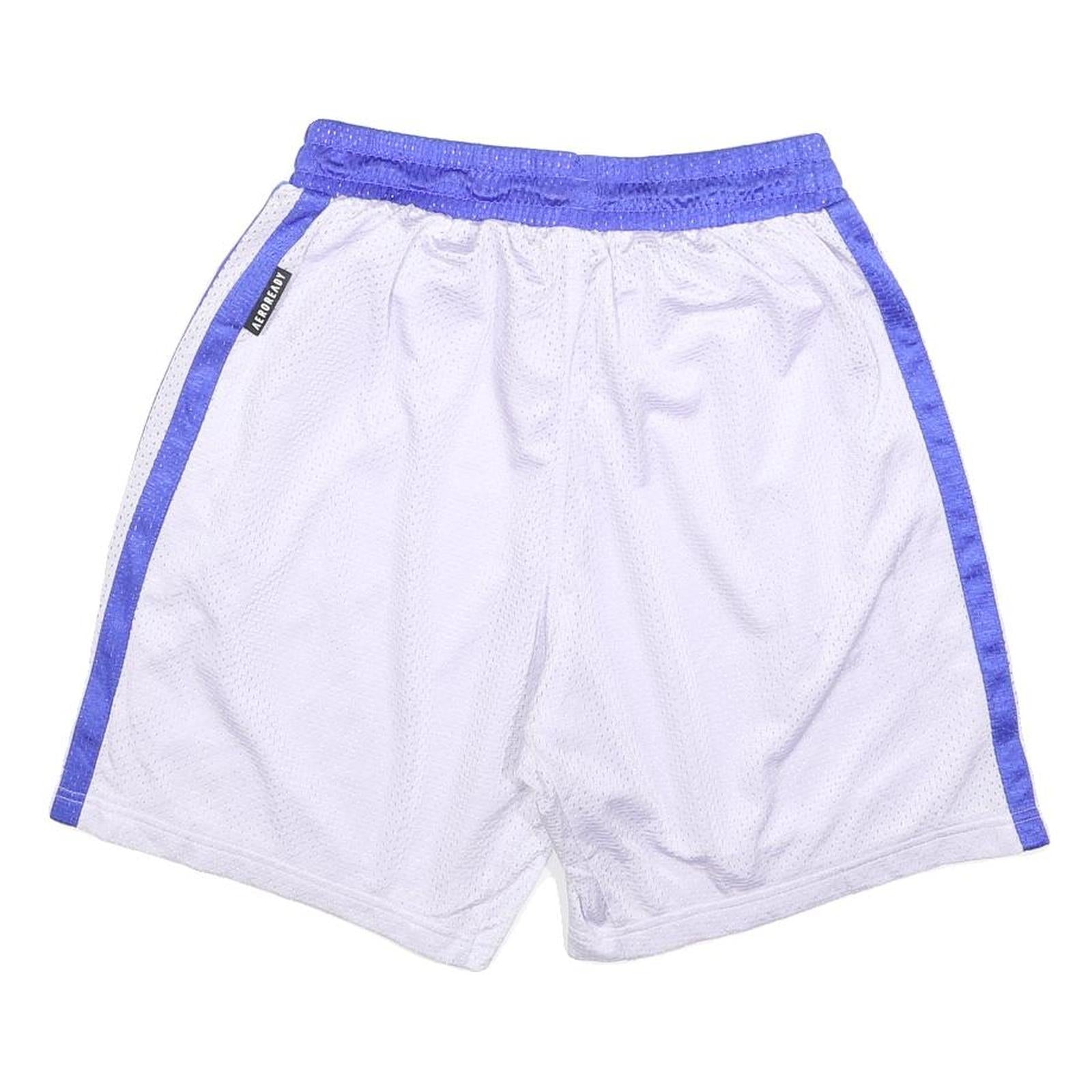 ADIDAS Mens White & Blue Sports Shorts L W30 Mesh Stylish Lightweight
