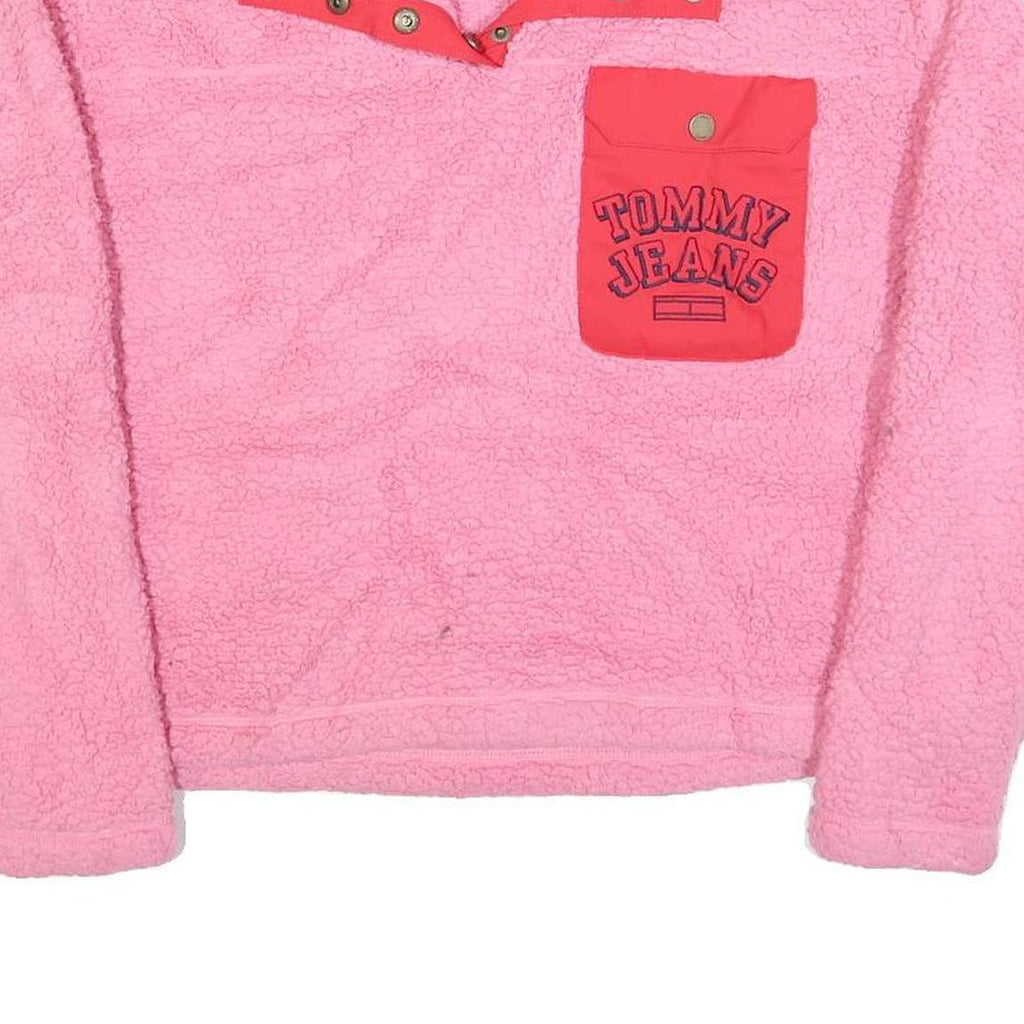 TOMMY JEANS Womens Pink & Red Plain Pullover Patterned Crew Neck Chunky Knit