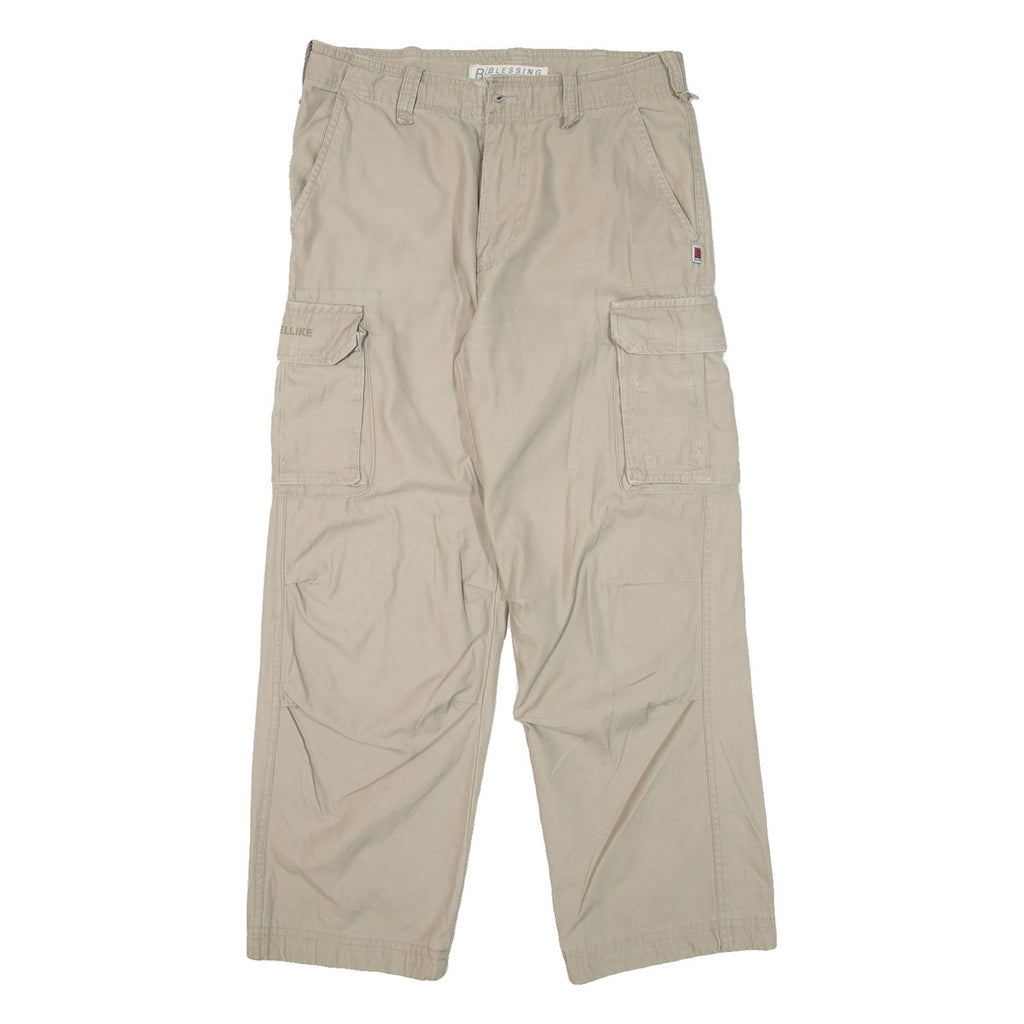 BLESSING Cargo Mens Trousers Grey Relaxed Tapered W30 L28