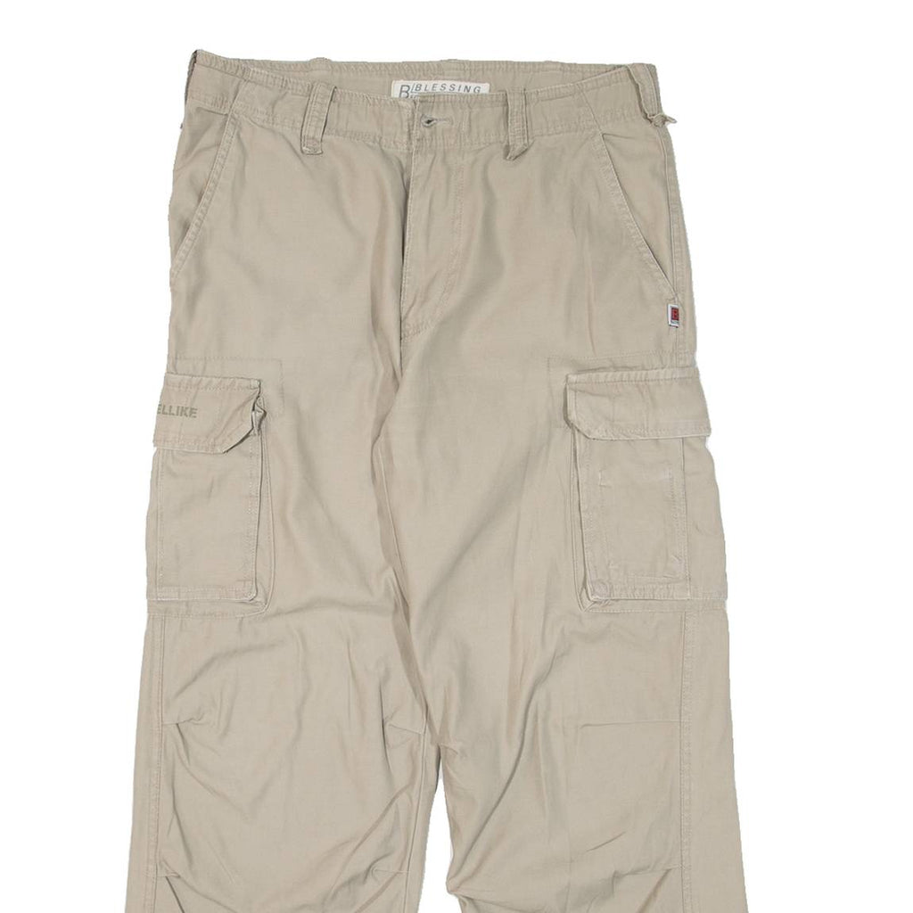 BLESSING Cargo Mens Trousers Grey Relaxed Tapered W30 L28