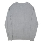 TOMMY HILFIGER Mens Grey Plain Crew Neck Basic Knit Jumper XL Cotton Blend