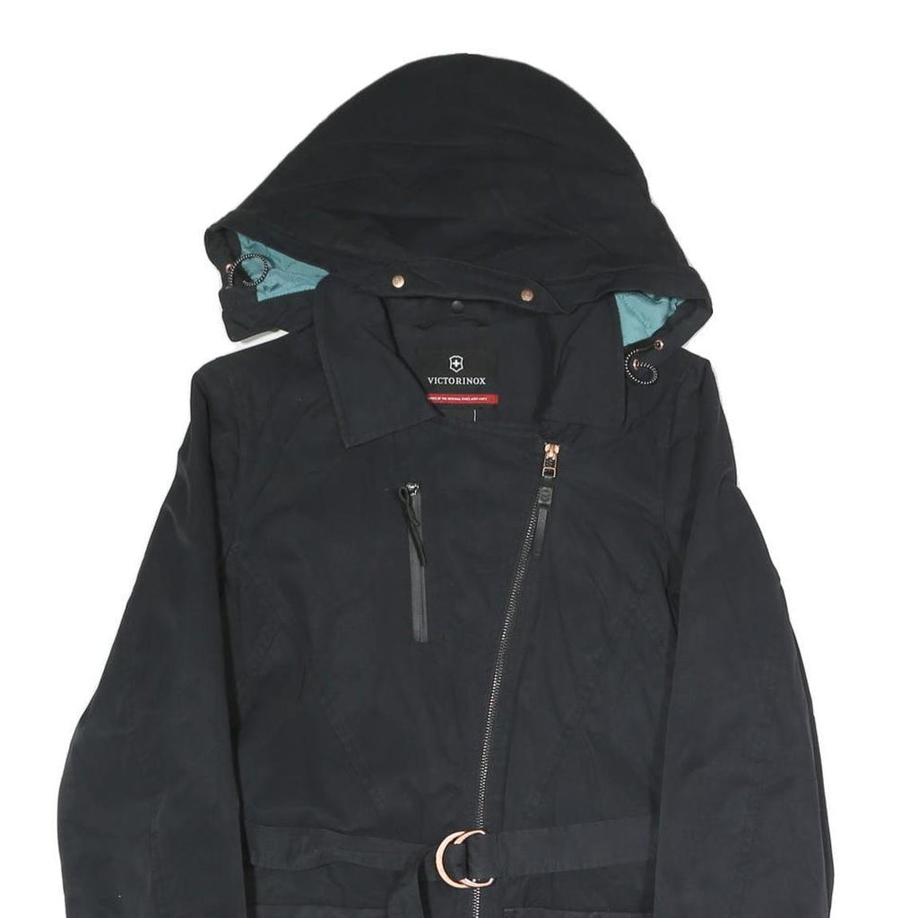 VICTORINOX Womens Black Jacket S Polyester Blend Zip Hooded Classic Fit Stylish