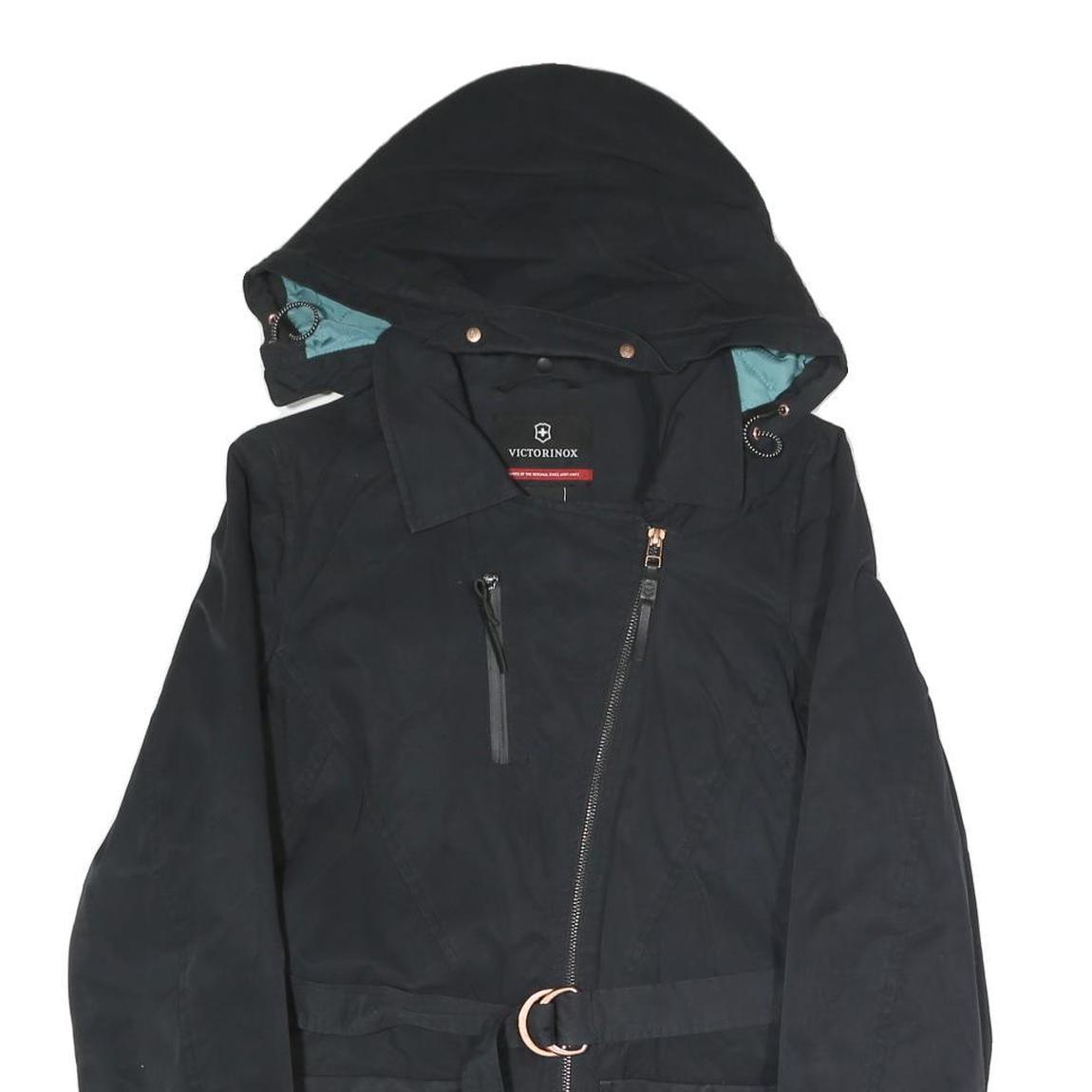 VICTORINOX Womens Black Jacket S Polyester Blend Zip Hooded Classic Fit Stylish