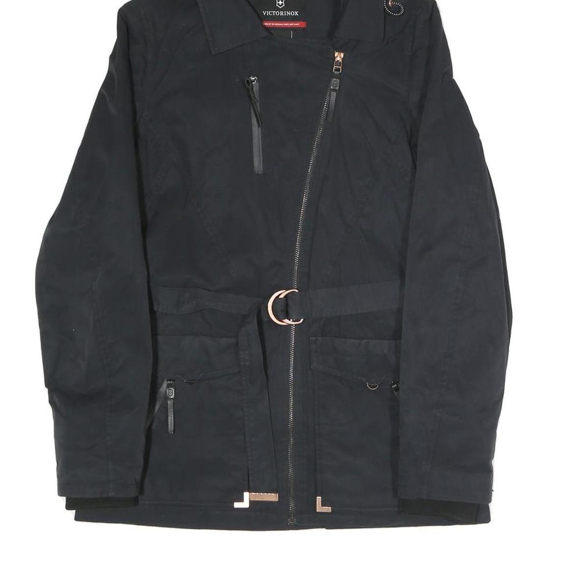 VICTORINOX Womens Black Jacket S Polyester Blend Zip Hooded Classic Fit Stylish