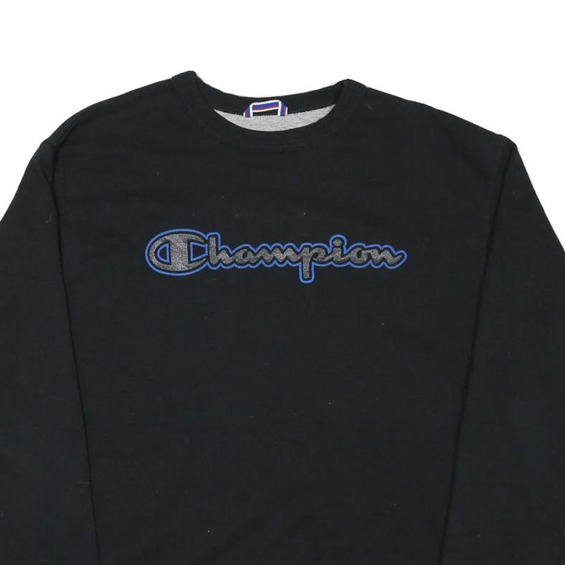 CHAMPION Mens Black Crew Neck M Cotton Blend Pullover Sweatshirt