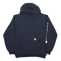 CARHARTT Mens Navy Blue Hoodie M Cotton Blend Logo Printed Sleeve Sweatshirt