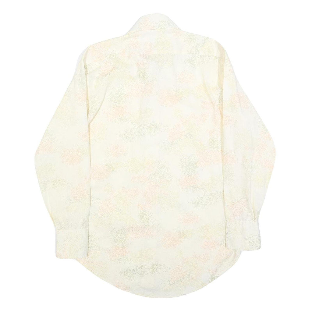 HATHAWAY Mens Cream Polyester Blend Shirt M Long Sleeve Button Collar Classic