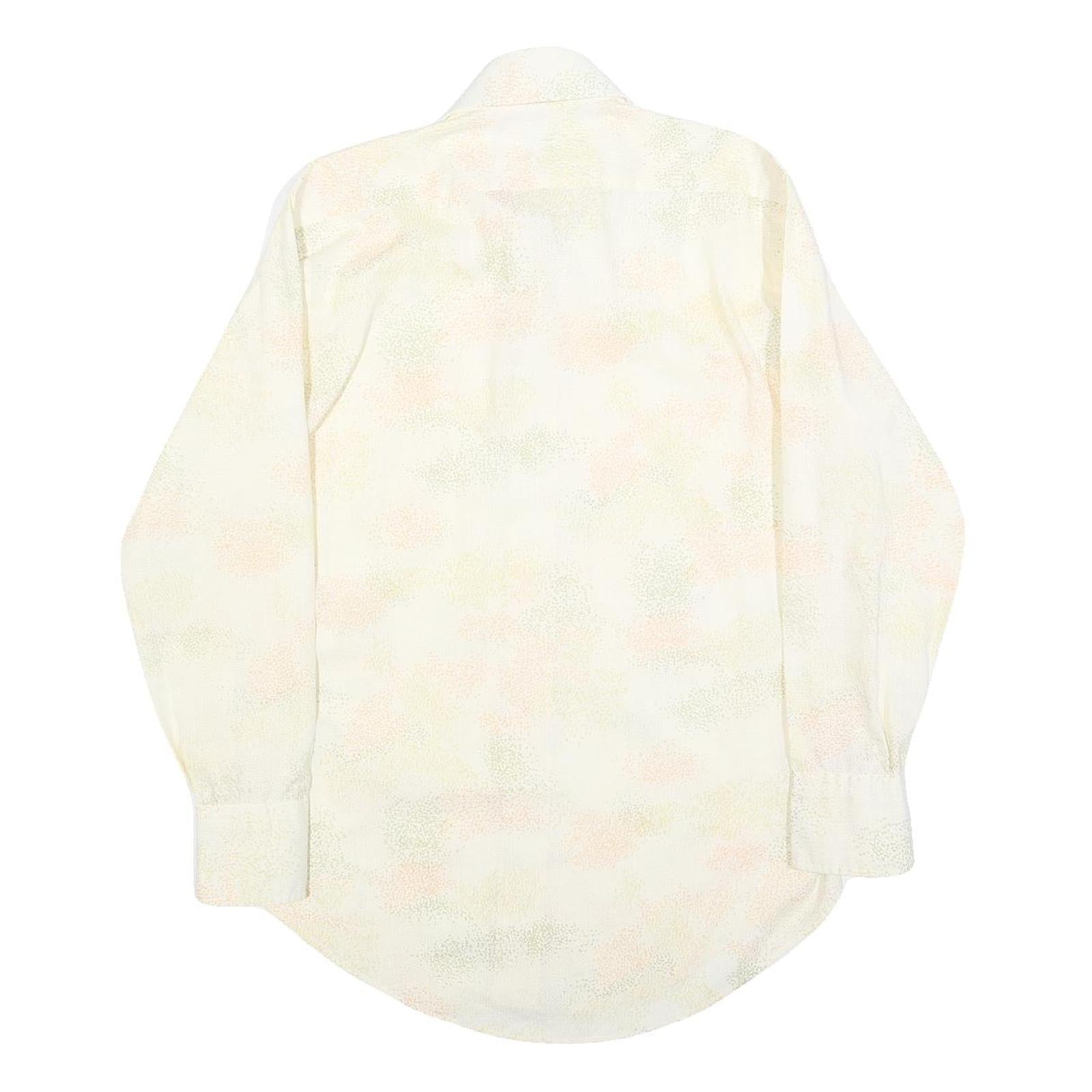 HATHAWAY Mens Cream Polyester Blend Shirt M Long Sleeve Button Collar Classic