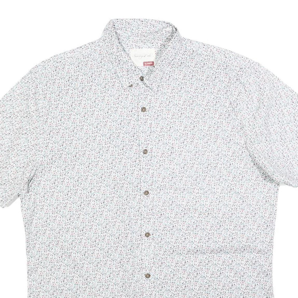 SOVERIGN CODE Mens White Floral Cotton Blend Shirt XL Lightweight Casual Summer