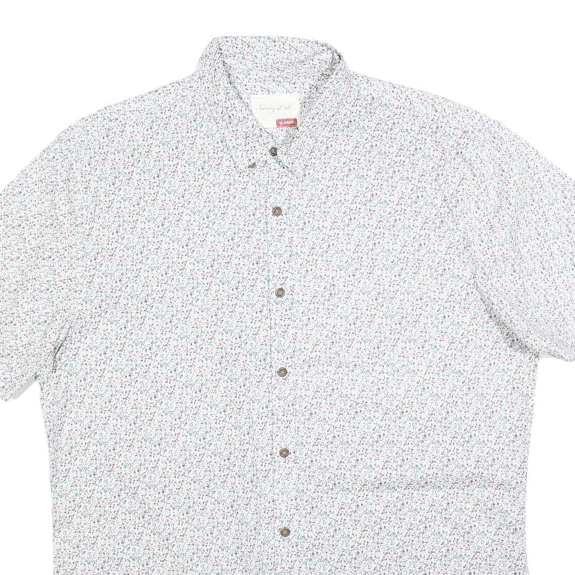 SOVERIGN CODE Mens White Floral Cotton Blend Shirt XL Lightweight Casual Summer