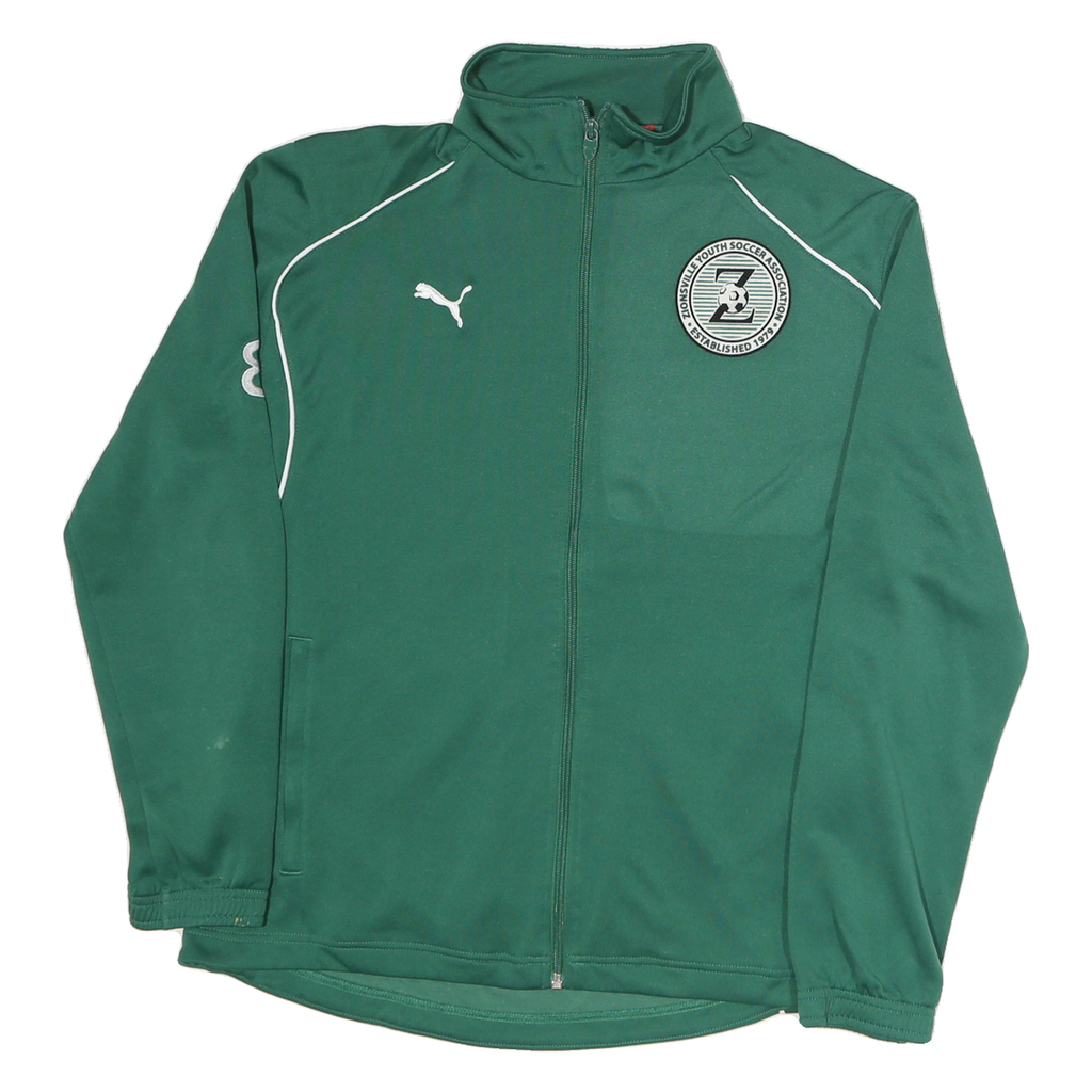 PUMA Mens Green Soccer Club Logo Track Jacket S Polyester Zip Sportswear