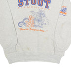 JERZEES Mens Grey Stout Elementary Dragon Graphic Crew Neck L Sweatshirt