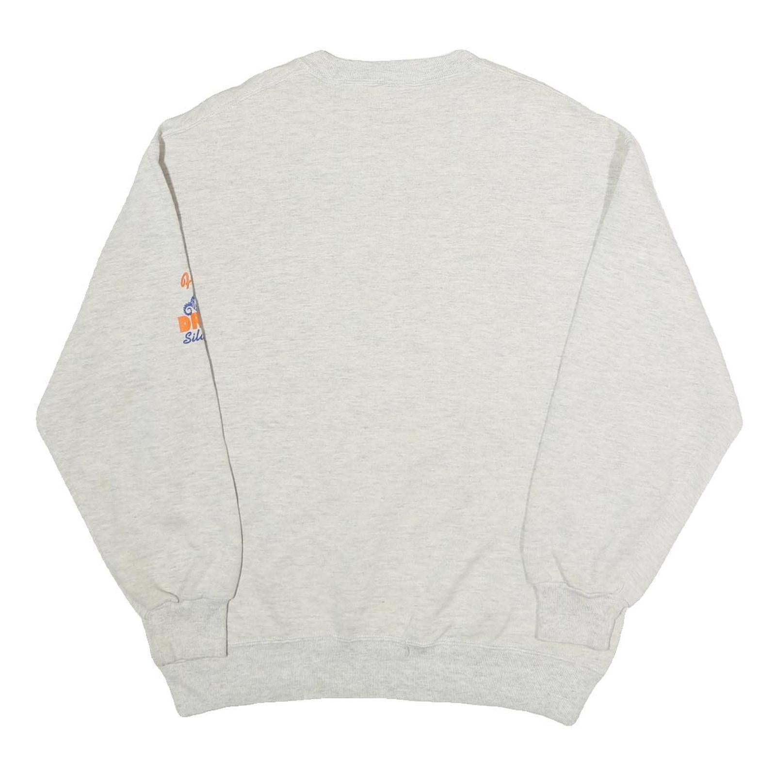 JERZEES Mens Grey Stout Elementary Dragon Graphic Crew Neck L Sweatshirt